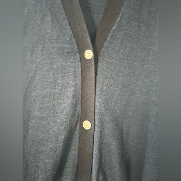 Akris Punto 100% Wool Black Navy Blue Cream Color Block Cardigan Sweater Sz 14 - Picture 4 of 8